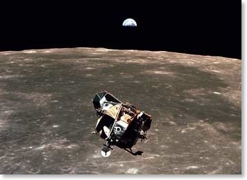 Lunar Module Over Moon